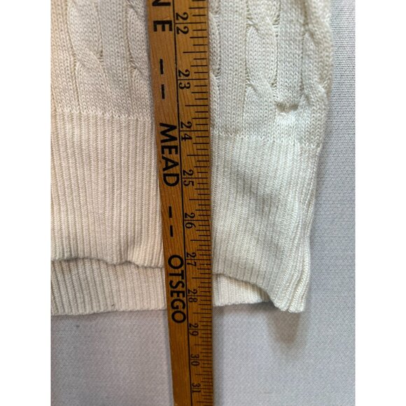 American Eagle Women's Scoop Neck Fisherman Sweater Cable Knit Size XL Ivory - Picture 8 of 11